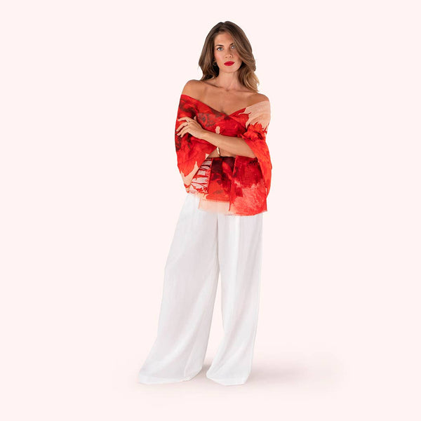 Linen/Cotton Scarf - Rouge Blooms