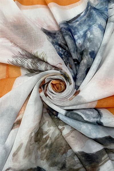 British Wildlife Scarf with Frayed Edge